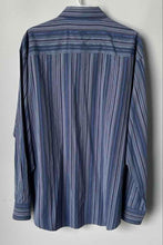 Load image into Gallery viewer, Bugatchi Mens Blue Striped Cotton Long Sleeve Collared Button-Up Shirt Size XL
