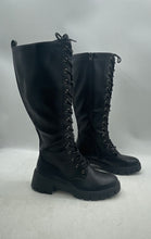 Load image into Gallery viewer, Vepose Womens CJY953 Black Leather Lace-Up Knee High Combat Boots Size 8.5
