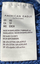 Load image into Gallery viewer, American Eagle Outfitters Womens Blue Knitted Cropped Henley Sweater Size XS
