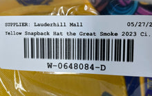 Load image into Gallery viewer, Mens Yellow Printed The Great Smoke 2023 Embroidered Cigar Event Snapback Cap
