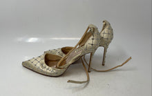 Load image into Gallery viewer, Badgley Mischka Womens Shiloh Beige With Silver Rhinestone Ankle Strap Heels 8
