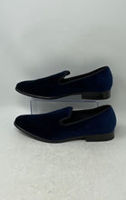 Load image into Gallery viewer, Carlo Morandi Mens Blue Velvet Round Toe Slip-On Loafer Shoes Size 11D
