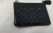 Load image into Gallery viewer, Coach Womens Black Signature Patent Leather Trim Mini Skinny ID Case Wallet
