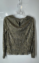 Load image into Gallery viewer, Banana Republic Womens Gold Metallic Long Sleeve Round Neck Blouse Top Size M
