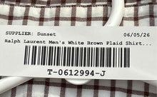 Load image into Gallery viewer, Ralph Lauren Mens White Brown Check Cotton Long Sleeve Button-Up Shirt Size L

