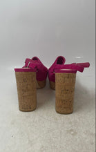 Load image into Gallery viewer, Guess Womens Pink Suede Open Toe High Block Cork Platform Heels Size 9
