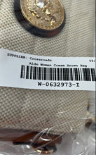 Load image into Gallery viewer, Aldo Womens Cream Brown Adjustable Strap Flap Over Lined Crossbody Bag
