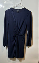 Load image into Gallery viewer, Express Womens Dark Blue Long Sleeve Twist Front Pullover Mini Dress Size XS
