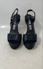 Load image into Gallery viewer, Gianni Bini Womens Ophyliah Black Leather Stiletto Heel Platform Sandals Sz 9.5B

