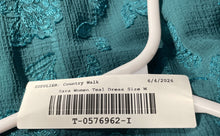 Load image into Gallery viewer, Zara Womens Teal Jacquard Balloon Sleeve Ruffle V-Neck Tiered Maxi Dress Size M
