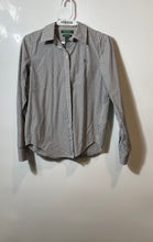 Load image into Gallery viewer, Lauren Ralph Lauren Womens Black White Striped Non-Iron Button-Up Shirt Size XS
