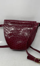 Load image into Gallery viewer, Alfa Womens Red Patent Leather Adjustable Strap Flap Over Lined Crossbody Bag
