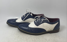 Load image into Gallery viewer, Enzo Romeo Mens Navy Blue White Leather Lace-Up Oxford Dress Shoes Size 11
