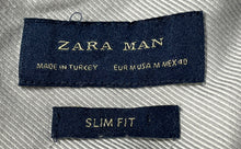 Load image into Gallery viewer, Zara Mens Light Gray Cotton Long Sleeve Collared Slim Fit Button-Up Shirt Size S
