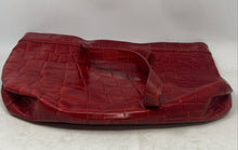 Load image into Gallery viewer, Paola Del Lungo Womens Red Leather Designer Embossed Inner Pockets Tote Bag
