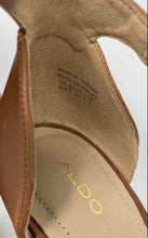 Load image into Gallery viewer, Aldo Womens Brown Leather Open Toe Block Ankle Strap Heels Size 8.5
