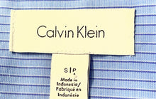 Load image into Gallery viewer, Calvin Klein Mens Blue Striped Cotton Non-Iron Collared Button-Up Shirt Size S
