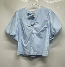 Load image into Gallery viewer, Kate Spade New York Womens Blue White Striped Puff Sleeve Blouse Top Size M
