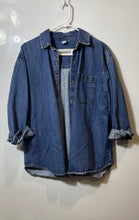 Load image into Gallery viewer, Old Navy Womens Blue Denim Cotton Long Sleeve Collared Button-Up Shirt Size S
