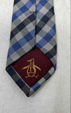 Load image into Gallery viewer, Penguin Mens Multicolor Gingham Plaid Silk Keeper Loop Adjustable Pointed Tie
