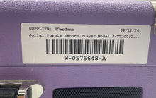 Load image into Gallery viewer, Jorlai Model J-TT300 Purple Bluetooth 3-Speed Portable Record Player Untested
