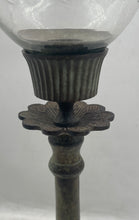 Load image into Gallery viewer, Bronze &amp; Glass Engraved Decorative Collectible Tall Pedestal Candlestick Holder
