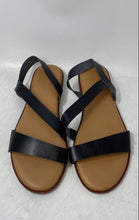 Load image into Gallery viewer, Cynthia Rowley Womens Cognac Black Leather Open Toe Strappy Sandals Size 9
