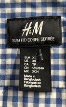 Load image into Gallery viewer, H&amp;M Mens Blue White Checked Collared Long Sleeve Slim Fit Button-Up Shirt Sz XS
