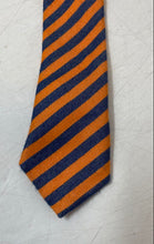 Load image into Gallery viewer, Hugo Boss Mens Orange Blue Striped Adjustable Keeper Loop Pointed Necktie
