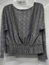 Load image into Gallery viewer, Express Womens Black White Plaid Print Long Sleeve Cropped Blouse Size Large

