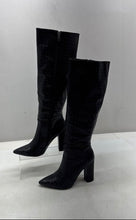 Load image into Gallery viewer, Givana Womens Model LA-208 Black Faux Leather Knee High Biker Boots Size 40
