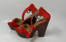 Load image into Gallery viewer, Guess Womens Orange Open Toe Buckle High Block Platform Heels Size 8.5
