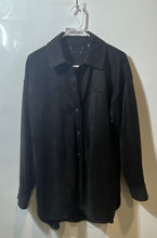 Load image into Gallery viewer, Elie Womens Black Faux Leather Long Sleeve Button Front Shirt Jacket Size Large
