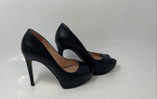 Load image into Gallery viewer, Enzo Angiolini Womens Black Leather Peep Toe Slip-On Pump Heels Size 6.5 M
