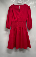 Load image into Gallery viewer, New York &amp; Company Womens Red Pleated 3/4 Sleeve Round Neck Sheath Dress Size S
