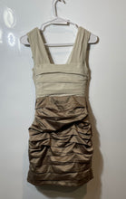 Load image into Gallery viewer, Express Womens Beige Top Two-Tone Ruched Bottom Sleeveless Mini Dress Size 0

