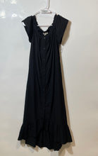 Load image into Gallery viewer, Loft Womens Black Off The Shoulder Ruffle Hem Button Front A-Line Dress Size XS
