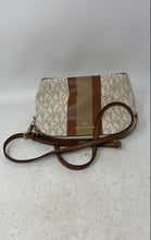 Load image into Gallery viewer, Michael Kors Womens Cindy White Brown Monogram Print Zip Top Crossbody Bag w/Tag
