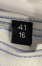 Load image into Gallery viewer, Hugo Boss Mens White Blue Striped Printed Regular Fit Dress Shirt Size 16
