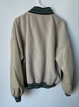 Load image into Gallery viewer, Boohoo Womens Cream &amp; Green Long Sleeve Snap Front Letterman Varsity Jacket Sz 2
