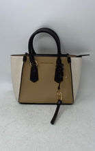 Load image into Gallery viewer, Michael Kors Womens Beige Brown Colorblock Leather Top Handle Satchel Handbag
