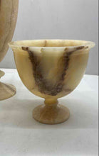 Load image into Gallery viewer, Marble Brown &amp; Beige 3-Piece Stone Decorative Collectible Trophy Cup Vase
