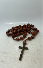Load image into Gallery viewer, Wall Wooden Round Beads Cross Crucifix Christian Religious Rosaries
