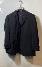 Load image into Gallery viewer, Hugo Boss Mens Black Striped Notch Lapel Pockets Three Button Blazer Size 44R
