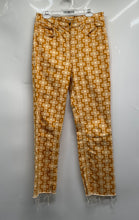 Load image into Gallery viewer, Zara Womens The Dreed Yellow Denim Floral Pockets Cropped Flared Jeans Size 4
