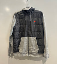 Load image into Gallery viewer, Nike Mens Gray Quilted Long Sleeve Full-Zip Hoodie Size Large
