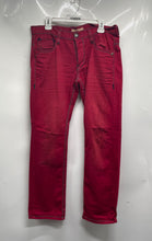 Load image into Gallery viewer, RNT23 Mens Red Denim Cotton Dark Wash 5 Pocket Design Straight Jeans Pants Sz 33
