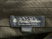 Load image into Gallery viewer, Brooks Brothers Mens Blue Striped Flat Front Straight Leg Dress Pants Size 42/37
