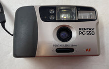 Load image into Gallery viewer, Pentax Model PC-550 Silver Black 28mm Lens Point &amp; Shoot Film Camera Untested
