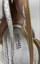 Load image into Gallery viewer, Michael Kors Womens Camille Silver Snakeskin Flat Strappy Sandals Size 11 M

